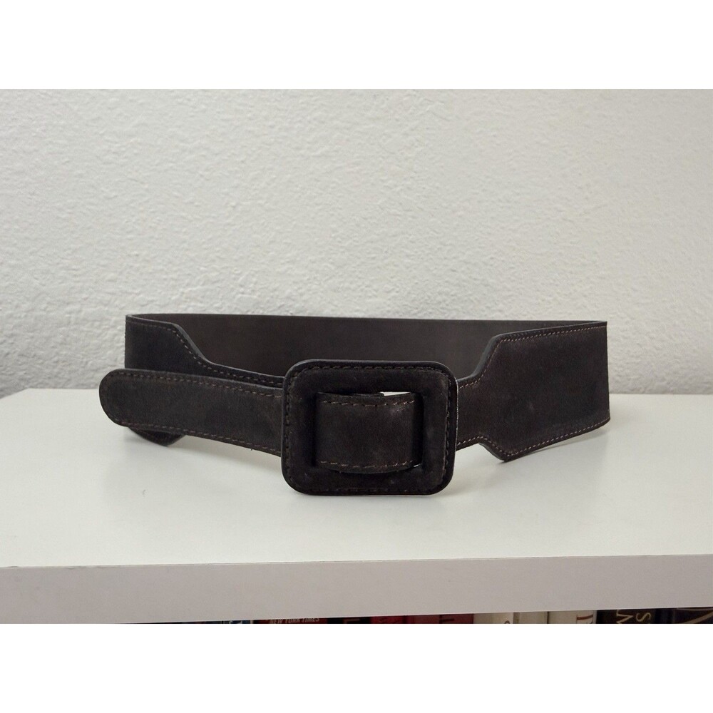 Banana Republic Womens Wide Leather Belt Size M Brown Suede Made in Italy - Picture 3 of 11